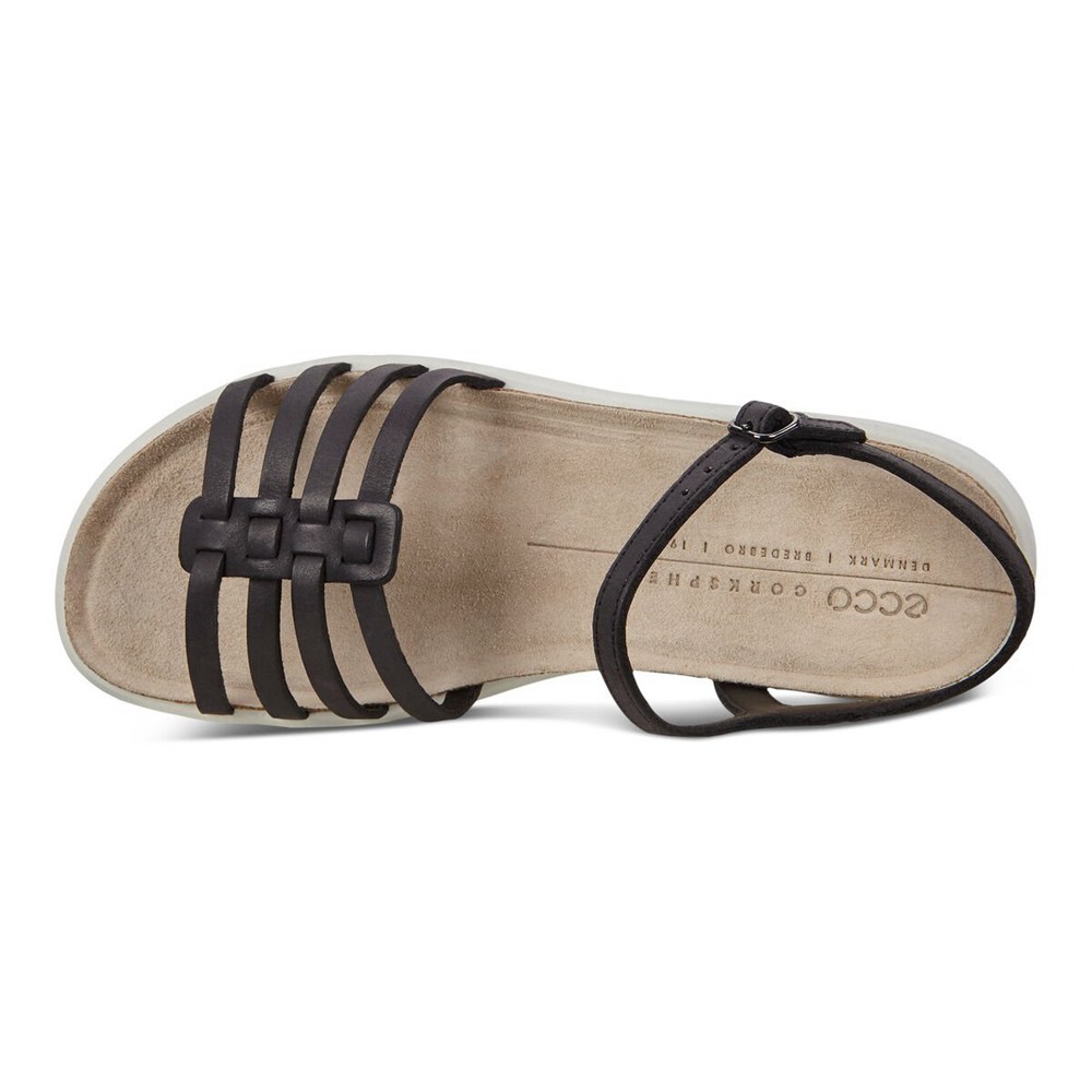 ECCO Womens Sandals Black - Corksphere Strappy - EUM-705824